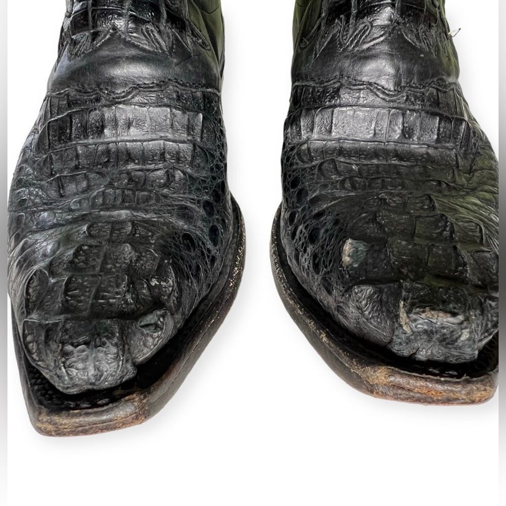 Lucchese Men’s Cowboy Boots Size 8.5 Black Good Condition Leather Crocodile - Picture 5 of 10